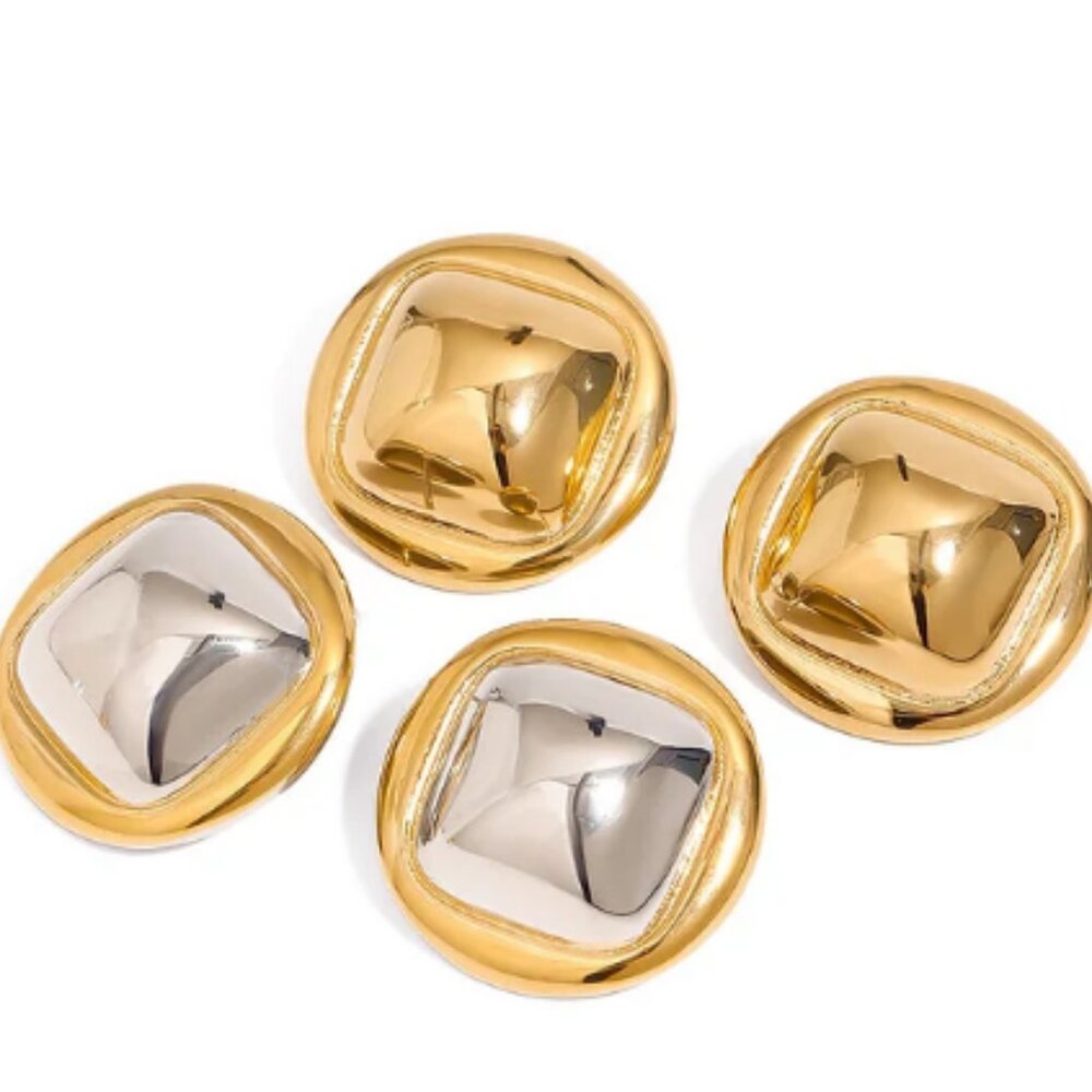 #308 Silver/Gold Square Earrings